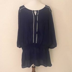 👑+PLUS MODA 3X SHEER NAVY TUNIC!